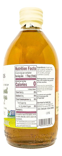 Vinagre Coco Orgánico De Nigris 500ml Cultivo Madre Trex