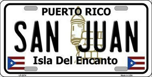 Placa De Matrícula De Metal De San Juan Puerto Rico Lp-2874