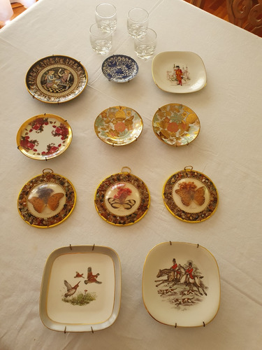 Platos Decorativos Antiguos. Lote De 15 Piezas  C/s Soporte