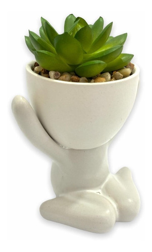 Imagem 2 de 5 de Kit 4 Vaso Decorativo Robert Com Suculenta Artificial Bob