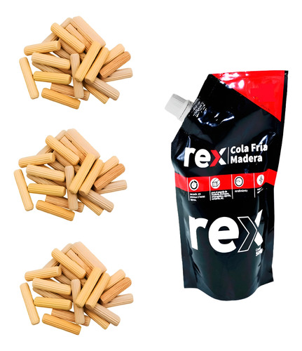 Kit Set De 300 Tarugos De Madera Mas Cola Fria
