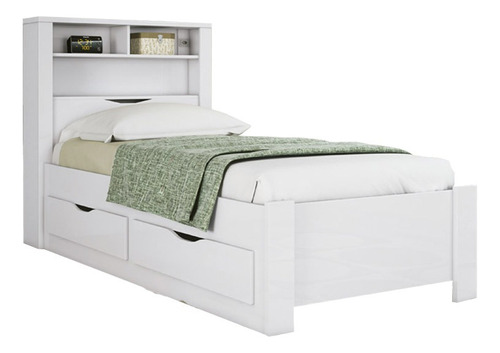 Cama 1 Plaza Con 2 Cajones Y Estanteria Atacama 225855