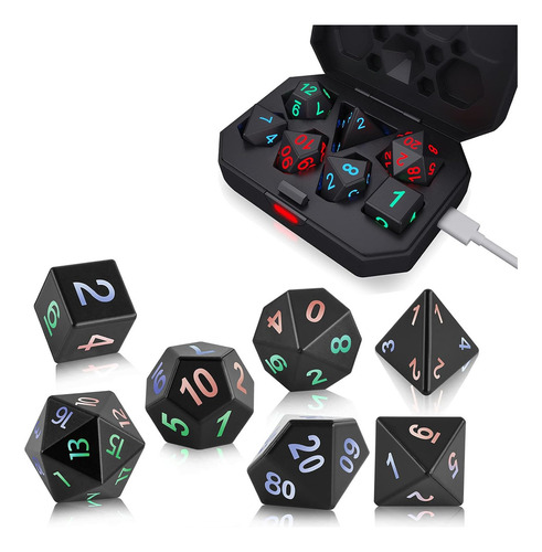 7 Piezas De Dados Led Luminosos Dnd Para Dragones Mazmorras