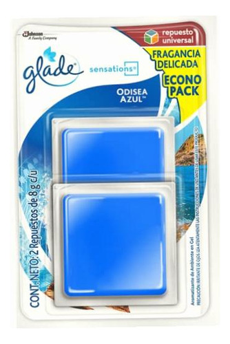 Glade Sensations aromatizantes en gel odisea azul 8gr 2 unidades