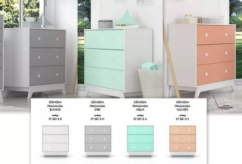 Imagen 5 de 10 de Combo Cuarto Bebe Cuna Colecho Ruedas+ Cómoda Cajonera Luna