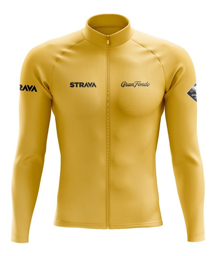 Jersey Ciclismo Ruta Mtb Strava Amarillo Manga Larga