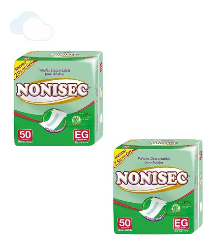 Nonisec Pañales Clásicos Adultos Rectos Eg X 100 Unidades Talle Extra Grande