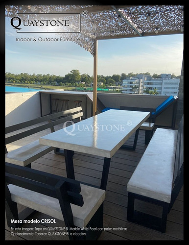 Mesa Exterior Moderna -- Diseño Marmol Silestone -opc Bancos Blanco