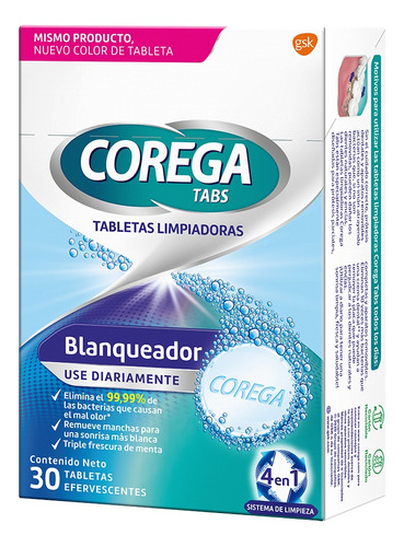 Blanqueador Para Prótesis Corega 30 Tabletas