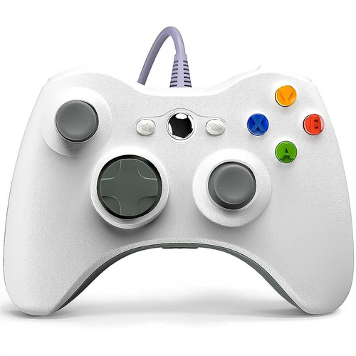 Joystick Control Cableado Para Pc Estilo Xbox 360 Stream Kub Color Blanco