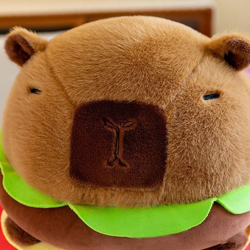 Peluche Capibara Hamburguesa Café Suave Y Esponjoso
