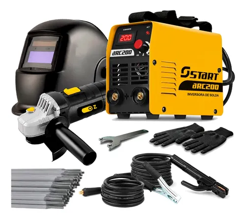 Kit Máquina Inversora De Solda C/ Lixadeira + Máscara Luva