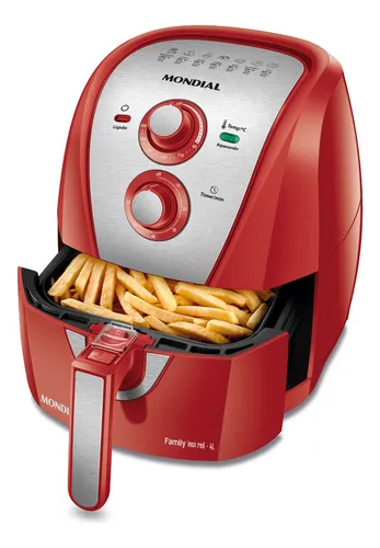 Fritadeira Sem Óleo Air Fryer 4l Mondial Vermelho/inox 1500w Afn-40-ri
