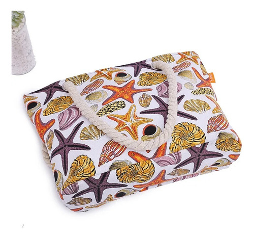 Bolsa De Playa Alberca Mar Conchas Cómoda Y Versátil Grande Blanco Hilo