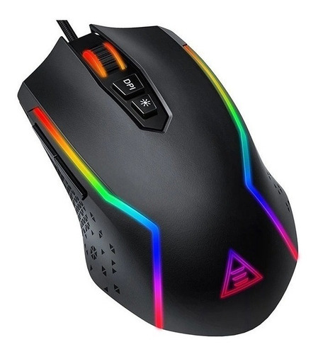 Mouse Gamer Eksa Em100 Luz Rgb 7 Botones 8000 Dpi Usb Negro