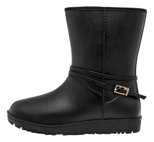 Botas Impermeables Mujer Top Moda Negro Oro 118-652