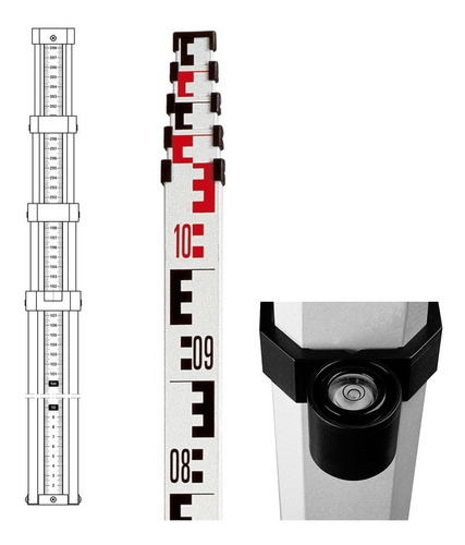 Mira Topográfica De 4 Metros Con Burbuja Nuevo!!