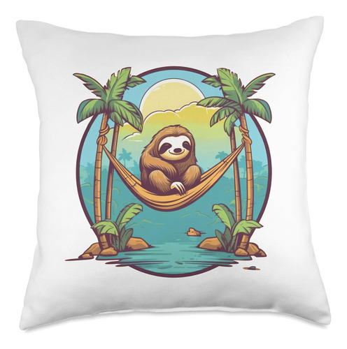 Sloth Relaxingpulgadaa Hammock Throw Pillow, 18x18, Multi