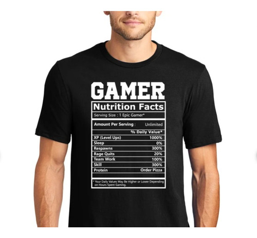 Polera Unisex Gamer Game Tabla Nutricion Algodon Estampado