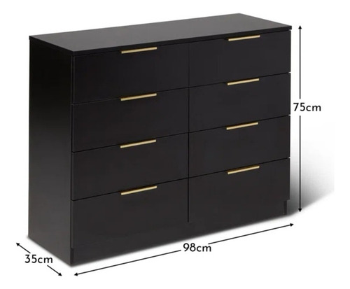 Comoda Moderna Fujishiro Negro R&r Muebles