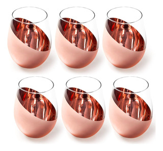 Juego De 6 Copas De Vino Mygift Modernas Sin Tallo, Blancas