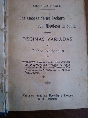Imagen 2 de 10 de Cientofante Manco Otros Picaresca Gauchesca Y Española 1909