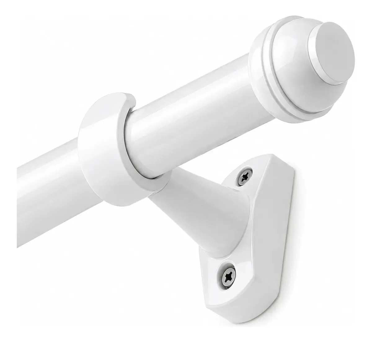 Kit Varão Para Cortina 3,00 Metros Aço 28mm Grosso Branco