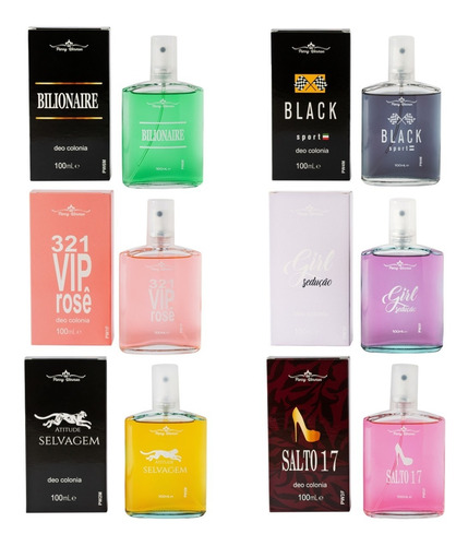 Kit Perfumes Pierry Wermon Floral Classico 6 Unidade