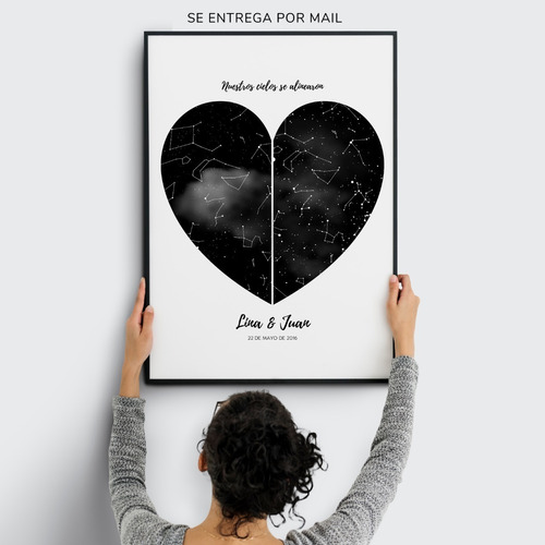 Mapa De Amor Y Estrellas - Dos Mapas Estelares. Regalo De Aniversario