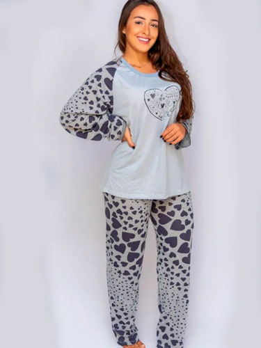 Pijama Manga Longa De Inverno Malha Premium Confort