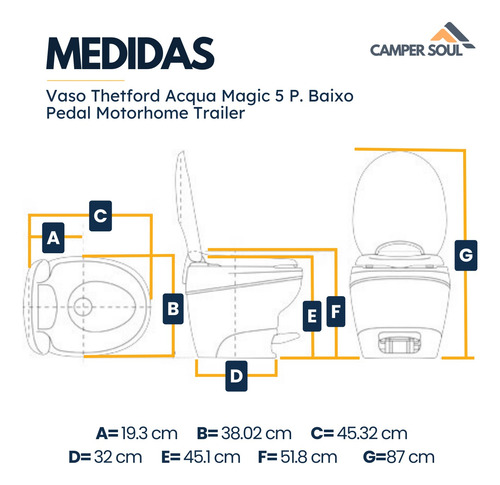 Vaso Thetford Acqua Magic 5 P. Baixo Pedal Motorhome Trailer