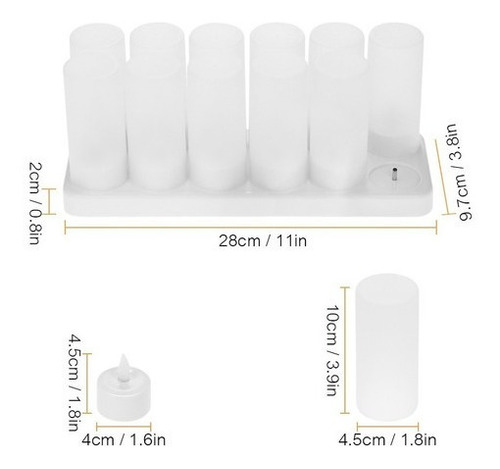 Juego De 12 Velas Led Recargables, Iluminación De Emergencia