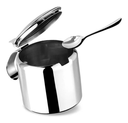 Açucareiro Em Aço Inox 300ml C/ Colher Porta Açúcar Up Home