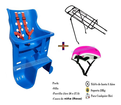 Silla Porta Bebe Para Bicicleta Con Parrilla Y Casco