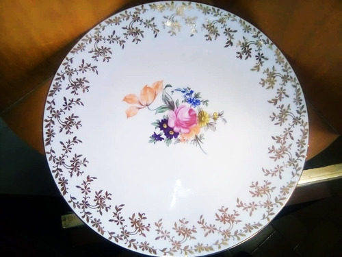 Plato De Porcelana Epiag Czechoslovakia Color Blanco Con Flo