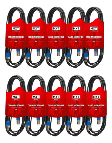 10 Cabos Microfone Dmx Canon Macho E Fêmea Balanceado 5 Mt