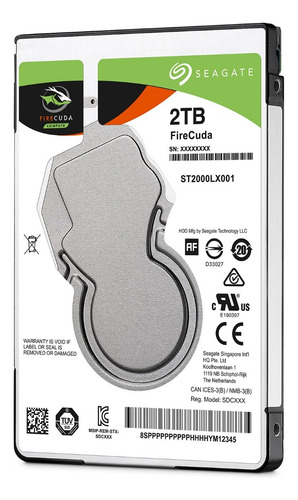 Seagate FireCuda Sshd 2 TB (8 GB SSD) ST2000Lx001 2.5 SATA 6 GB, color plateado