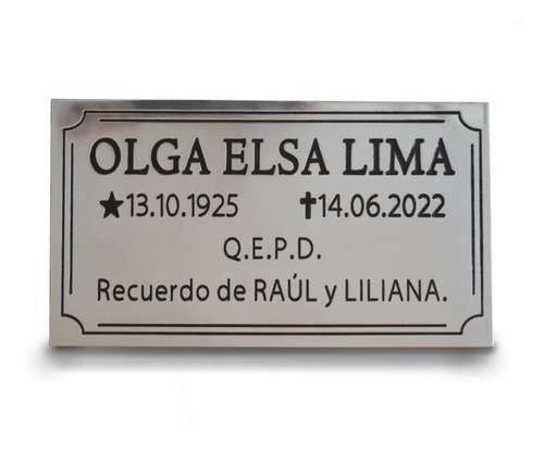 Placa Chapa Funeraria, Cementerio, Nicho, Lapida, 15x8cm