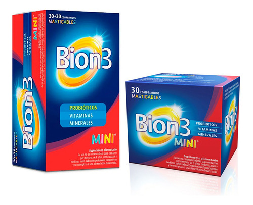 Pack Bion 3 Mini 60 + 30 Comprimidos Masticables