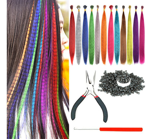 Xiaofeng Kit De Extensiones De Cabello De Plumas De 16 Pulga