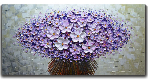 Cuadro De Lienzo Moderno Texturizado Púrpura Flor