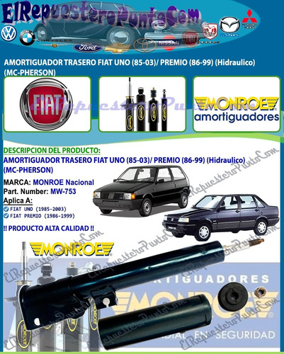 Amortiguador Trasero Fiat Uno 85-03 Premio 86-99 Hidraulico