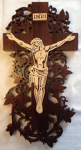 Cruz De Cristo Calada - Crucifijo  - En Madera 38cm - Cr2