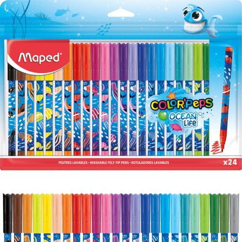 Caneta Hidrografica Color Peps Ocean Life 24 Cores - Maped