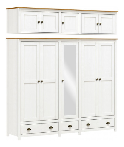 Guarda-roupa Casal Poseidon 10 Portas 3 Gavetas Madeira Cor Branco