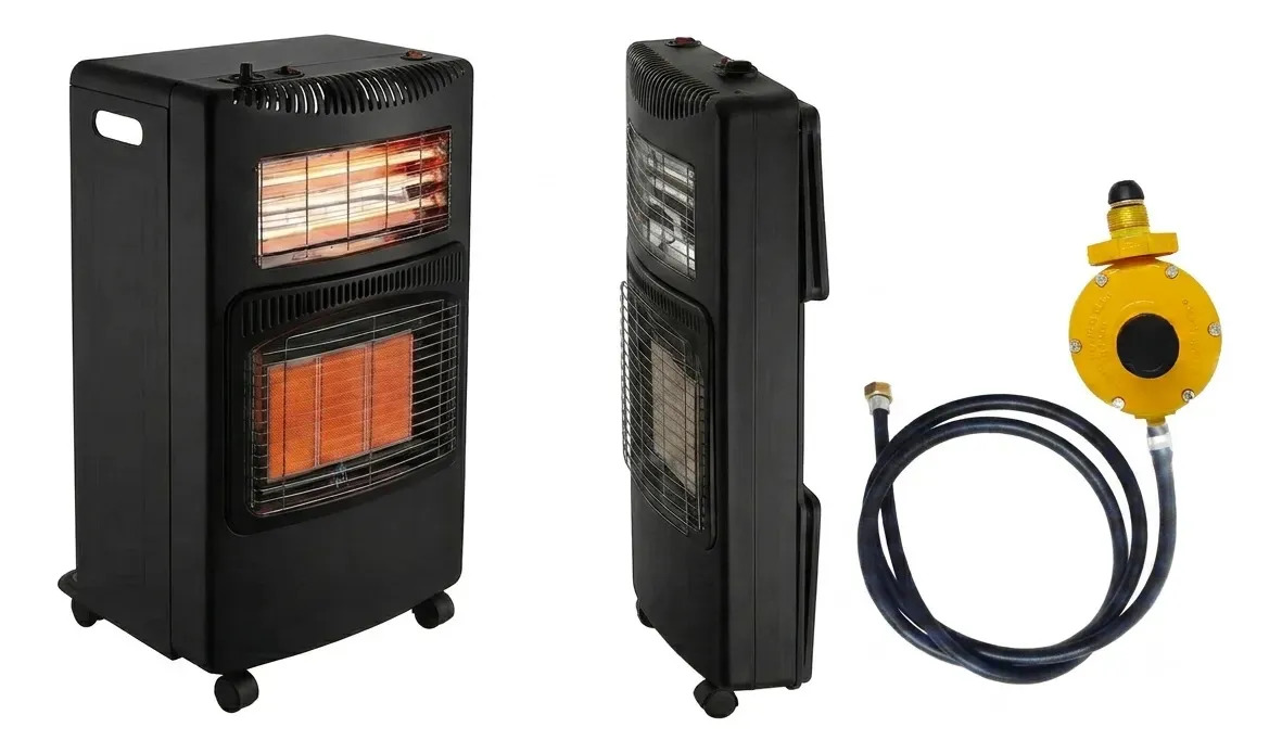 Estufa Garrafera Dual Gas/eléctrico Bram Metal C/regulador Negro