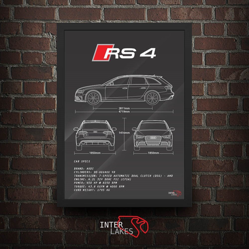 Quadro Audi Rs4 Avant B8 Interlakes - Poster Carro