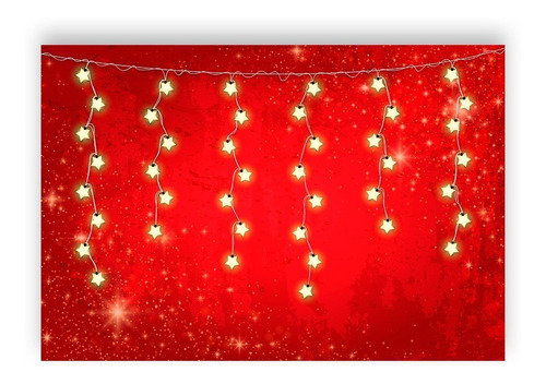 Fundo Fotográfico 2,2x1,5 Natal Vermelho Luzes Estrelas 50