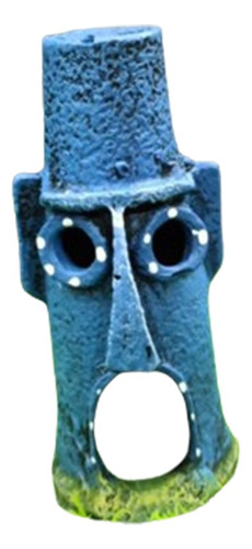 Adorno Moai Casa Calamardo Totem Resina 13 Cm Bob Acuario 