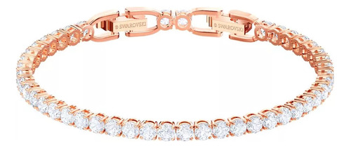 Pulsera De Tenis, Blanca, Baño De Oro Rosa